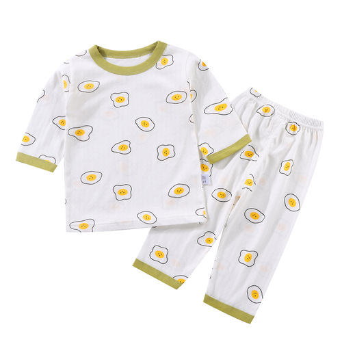 New Summer Children's Home Clothing Pure Cotton Girls' Pajamas Thin Boys' Air Conditioning Clothes Baby Pajama Set Children's Clothing