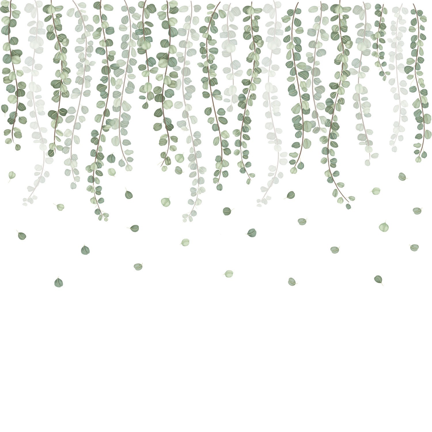 Scandinavian Simple Wall Stickers Small Fresh Green Leaves Skirting Line Top Corner Line Plant Self-Adhesive Paper Wall Wallpaper Li Ay10