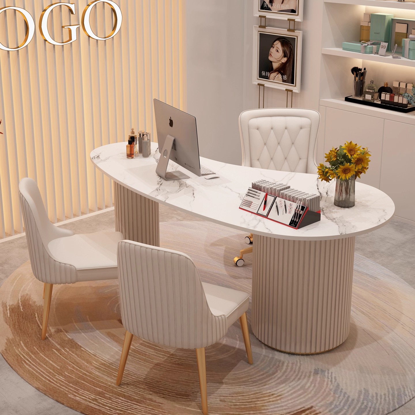 Beauty Salon Light Luxury Medical Beauty Consultation Table Negotiation Room Office Desk Consultation Table Simple Modern Desk Computer Desk Combination