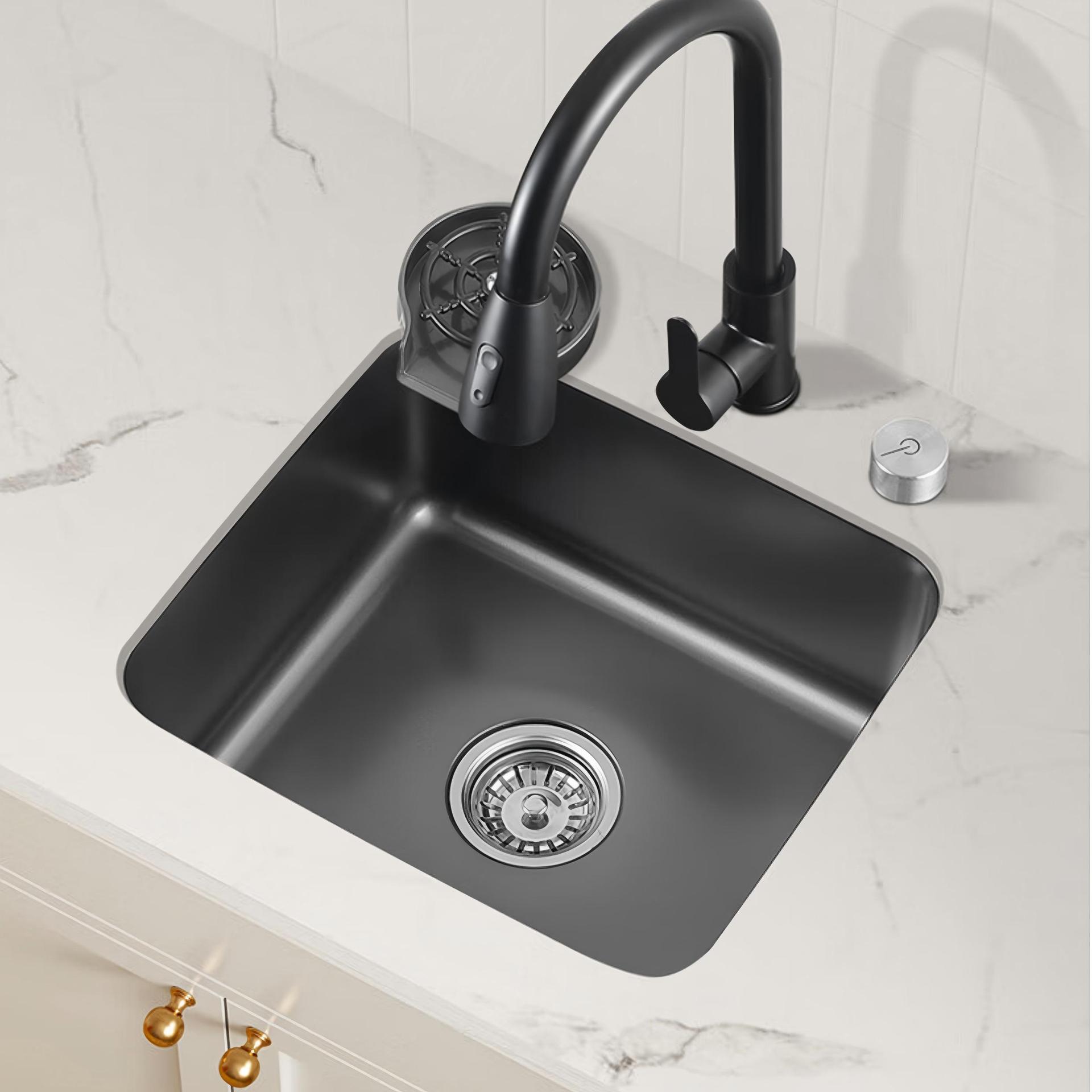 Cocina de acero inoxidable grueso 304 un solo canal pequeño cuadrado lavabo de verduras bajo un solo canal bar terraza isla balcón image 5