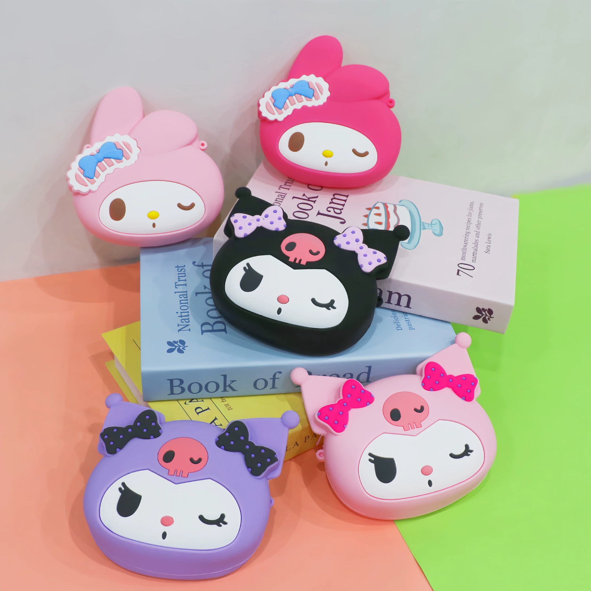 Детский силиконовый кошелек для монет с героями мультфильмов, креативная модная сумка через плечо Kuromi, милая сумка для хранения наушников для девочек