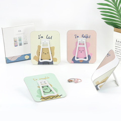 New Arrival Cartoon Desktop Makeup Mirror: Square, Round, Heart-Shaped, with Oil-Edge Stand—Portable Makeup Mirror for Students