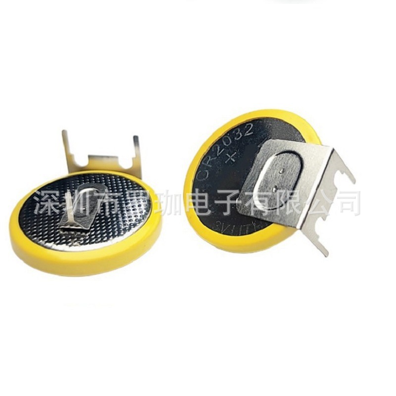 计价器CR2032立式插脚电池3V纽扣电池立式三脚款插件电池CR2032