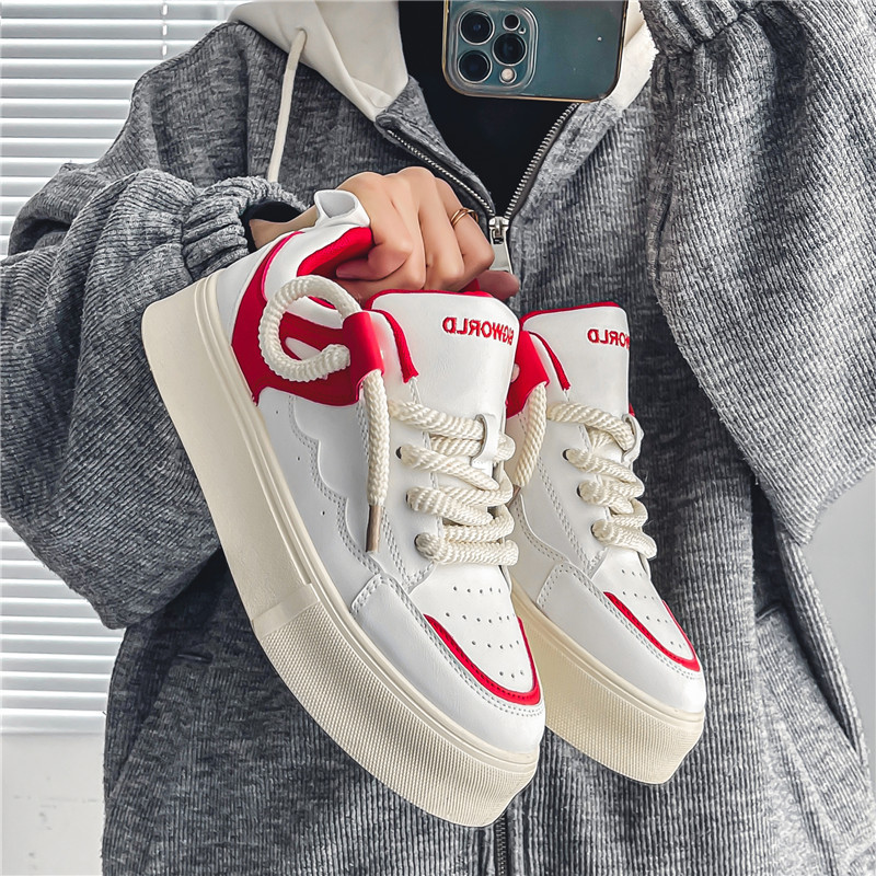 Men's Shoes Trendy Shoes 2024 Autumn Niche Design Original Board Shoes Men's White Shoes All-match Thick-soled Sports Bread Shoes