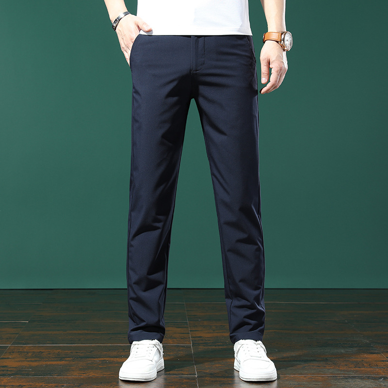 高端男士休闲裤春秋款2024新款免烫抗皱直筒裤商务正装西裤男款薄