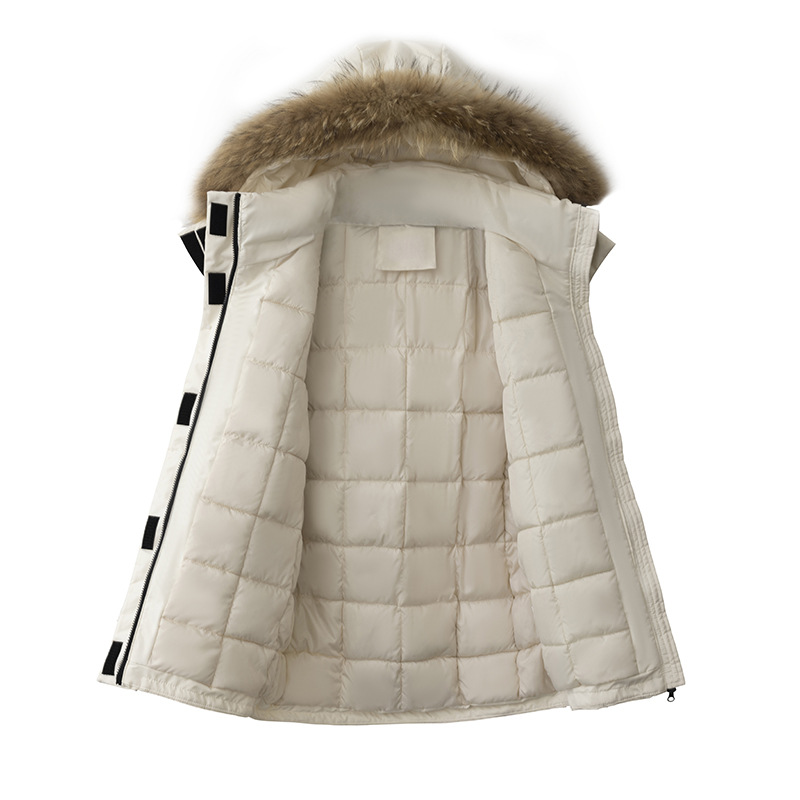 Collar de lana verdadera ropa de invierno de mujeres de algodón de grado americano grueso abrigo de algodón largo abrigo caliente