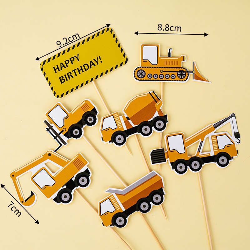 Camión volquete grande, decoración de pasteles, excavadora, camión de ingeniería, grúa torre, postre de cumpleaños para niños, accesorios de mesa