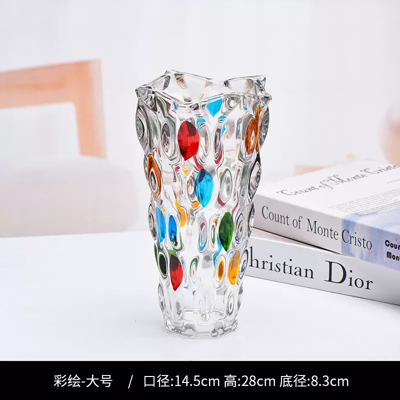 Nórdico creativo ondas vasos de vidrio transparente flores hidropónicas caseras rosa lirio sala de estar decoración floral de suelo