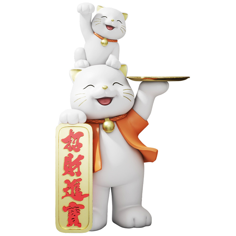 (2개) 창조적 인 하이 엔드 착륙 큰 포춘 고양이 장식품 프론트 데스크 계산원 홈 장식 집들이 오프닝 선물