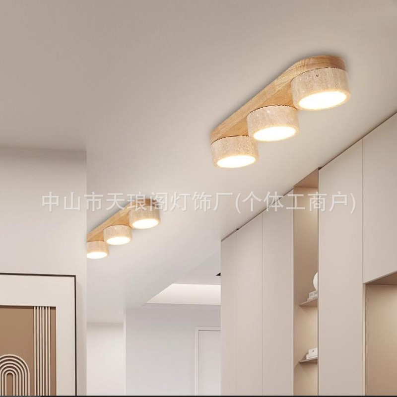 黄洞石吸顶灯过道灯走廊灯入户玄关中古侘寂奶油风入户LED吸顶灯|undefined
