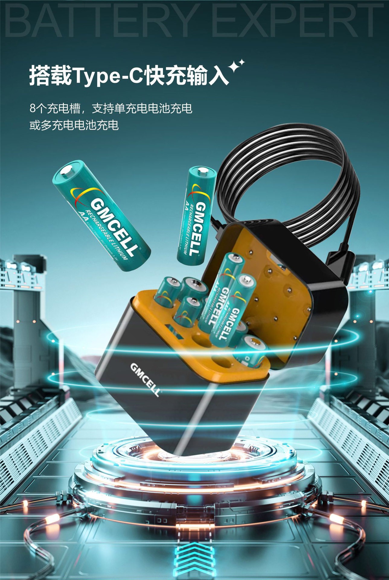 Household Batteries No. 5 and No. 7 Rechargeable Lithium Batteries Customized Battery Charging Compartment Large Capacity Wholesale Cross-Border Hot Sale