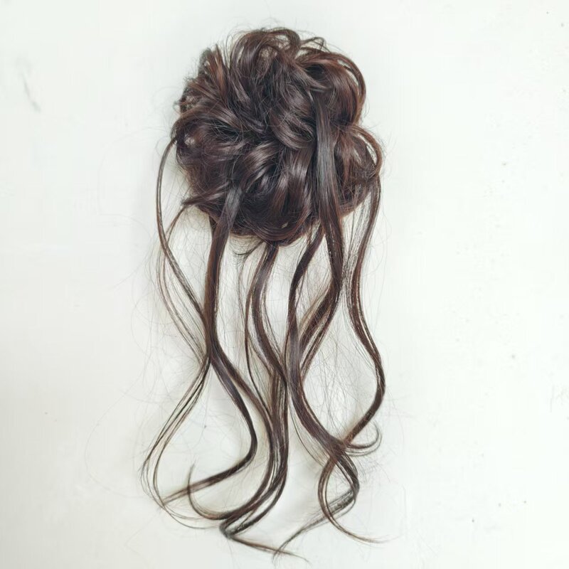 Dragon Whisker Bun Hairpiece, Low-Tied New Chinese Style Silk Flower Bun, Fluffy Messy Curly Hair Bun for the Back of the Head Dragon Whisker Bun Hairpiece, Low-Tied New Chinese Style Silk Flower Bun, Fluffy Messy Curly Hair Bun for the Back of the Head