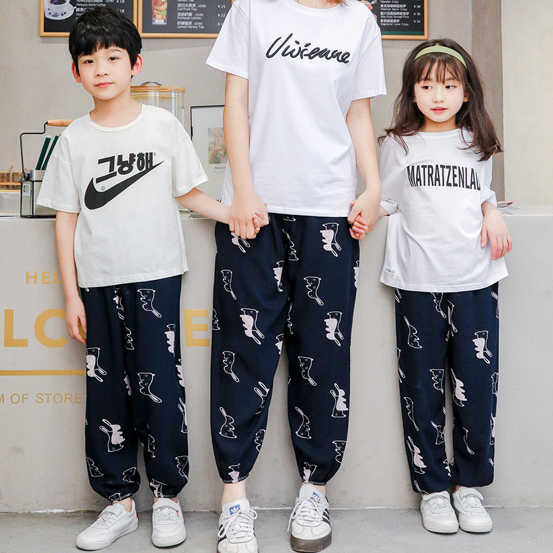 Nuevos pantalones a prueba de mosquitos para niños de verano Pantalones para padres e hijos pantalones a prueba de Mosquitos de algodón para niños Pantalones anchos para niñas bloomers algodón seda