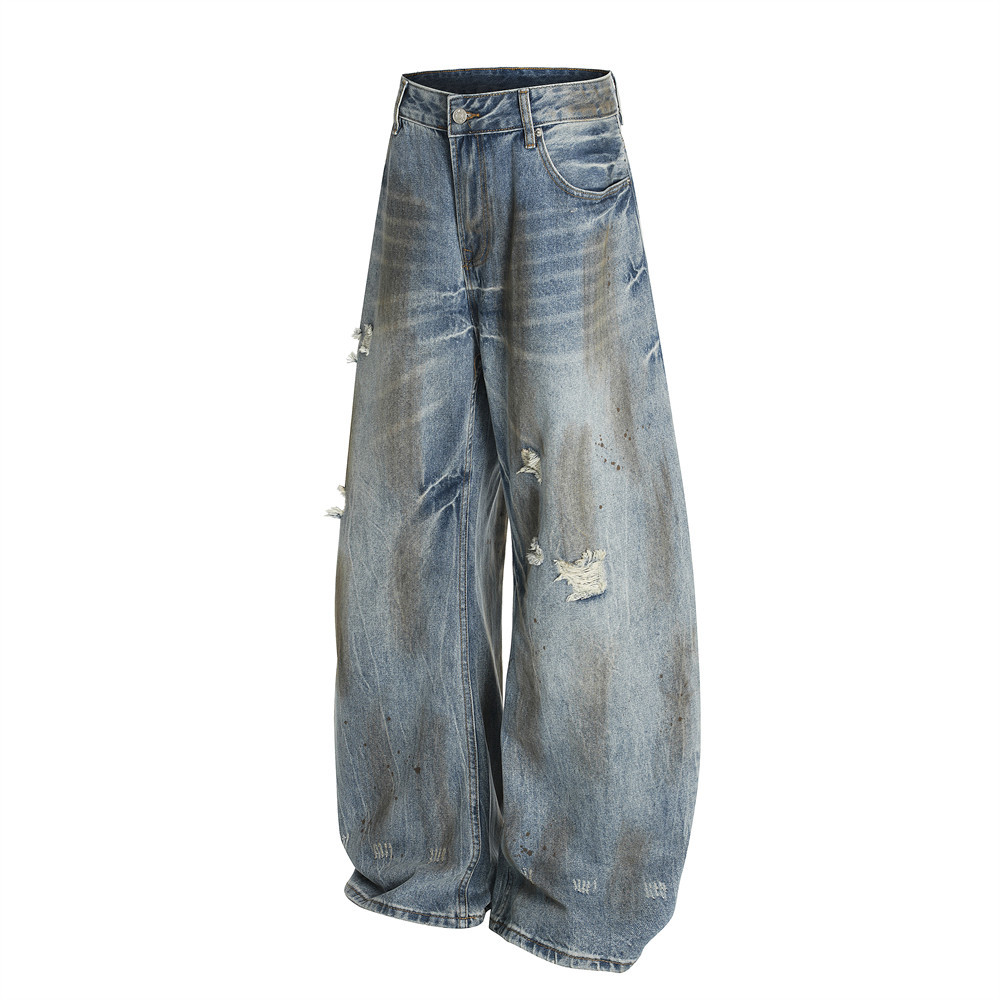 Muške traperice punk stil poderane širokog kroja_voghion.com