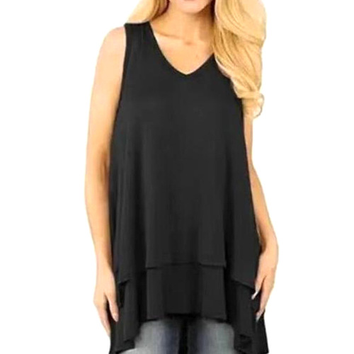  New Arrival Amazon & Wish: European & American Style Sleeveless Tank Top, Double-Layer Casual Shirt, Cinched Waist Design – European & American Look