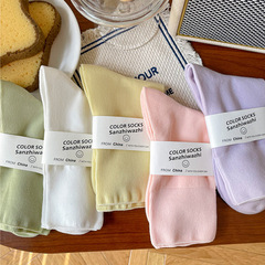 White Boneless Women's Mid-Calf Socks Spring and Summer Thin Pure Cotton Ins Trendy Japanese Sport Postpartum Summer Socks