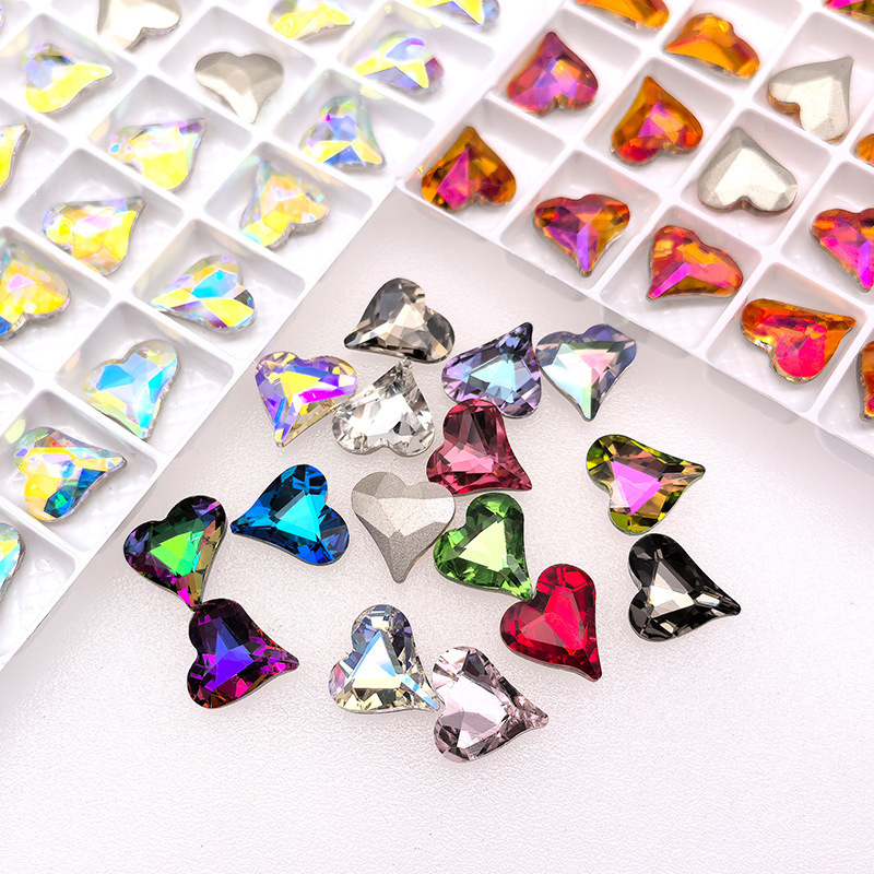 12*13 irregular heart-shaped nail art rhinestones DIY accessories, pointed-bottom special-shaped crystal rhinestones, wholesale heart-shaped rhinestones for nails, jewelry pendants 12*13 irregular heart-shaped nail art rhinestones DIY accessories, pointed-bottom special-shaped crystal rhinestones, wholesale heart-shaped rhinestones for nails, jewelry pendants