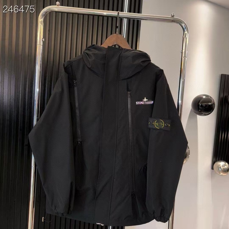 跨境现货STONE ISLAND石头岛新款冲锋衣外套防水男女软壳夹克连帽|undefined