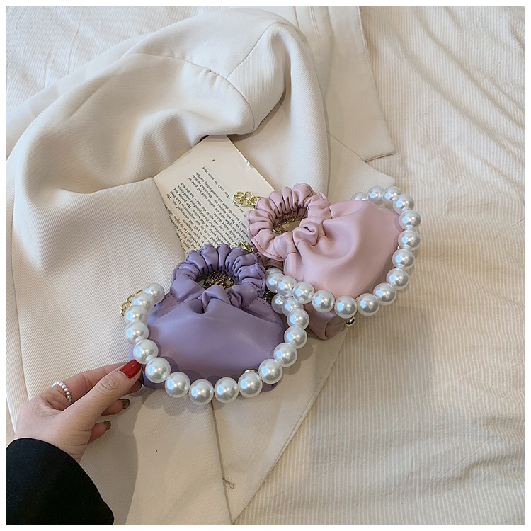 255g Weight Beading, Pearls Fashion Element Clasp Frame Closure Type Top Handle, Chain Strap Type Crossbody Bag Bags Type Casual, Daily, Shopping Occasion Pu Leather Material Solid Color Pattern All Seasons Season Kid'S Gender Cute Style Bucket Shape Kid'S Pu Leather Solid Color Cute Beading Pearls Bucket Clasp Frame Crossbody Bag 3
