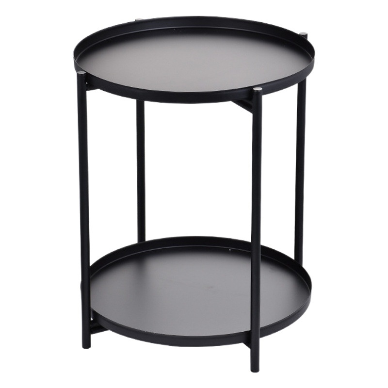 INS nórdico creativo mesa de café mesa de borde de hierro moderno minimalista sala de estar balcón pequeña mesa redonda mesa de bandeja de doble capa