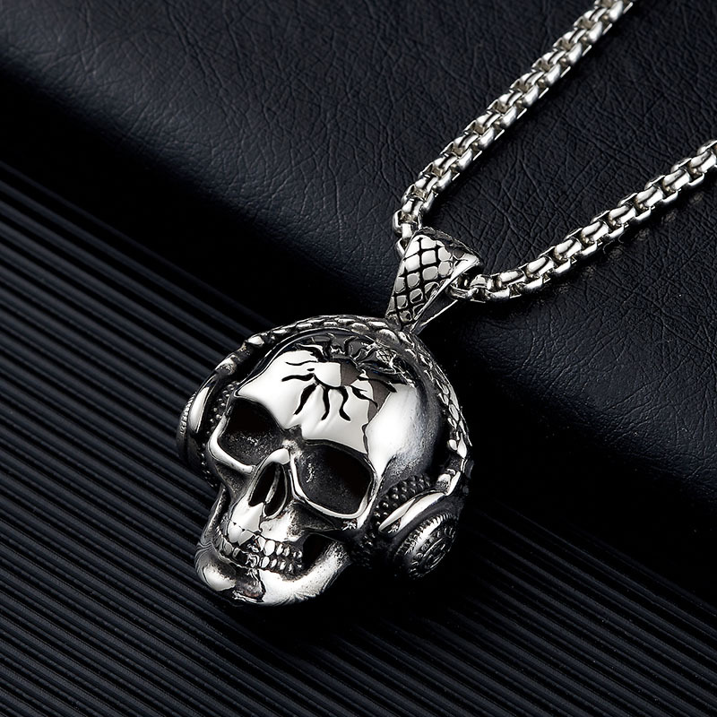 30g Weight Titanium Steel Pendant Material Hip-Hop Retro Geometric Solid Color Titanium Steel Halloween Men's Pendant Necklace