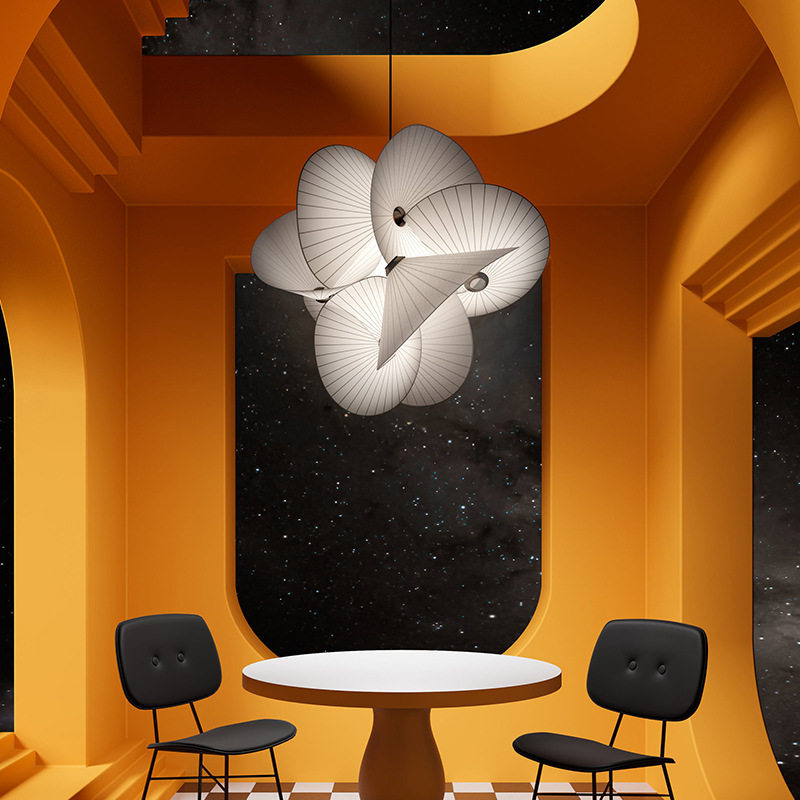 Diseño de viento de lámpara roja diseñador de restaurante nórdico sorprendido arte de sala de estar moderno holandés silencia decoración de la atmósfera de lámpara