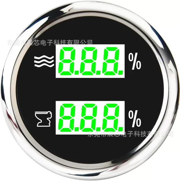 52mm车船通用仪表智能报警房车游艇水位表污水表二合一组合表