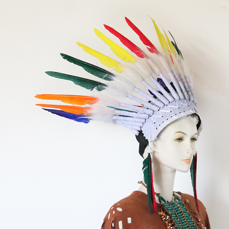 Tocado indio diadema tocado de plumas salvaje jefe accesorios para el cabello desgaste de la cabeza rendimiento etapa fotografía accesorios de pasarela
