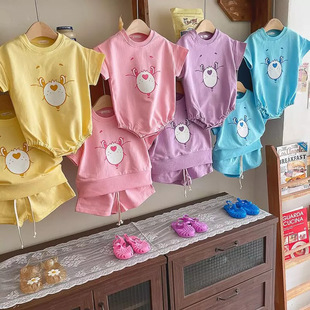 South Korea Children's Clothing Children's Summer Short-sleeved suit Baby Wrap Fart Clothes Class A Cotton Baby's Summer Clothes Baby clothes