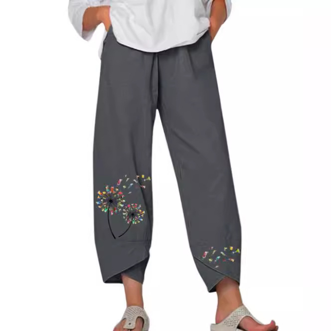 Lino de bambú 2023 nueva primavera suelta moda Impresión digital directa la fábrica pantalones casuales verano