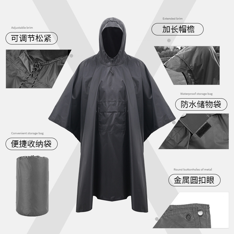 Capa impermeable multifunción tres en uno - Poncho ligero y duradero para exteriores, toldo/alfombra de suelo, para caminatas/senderismo