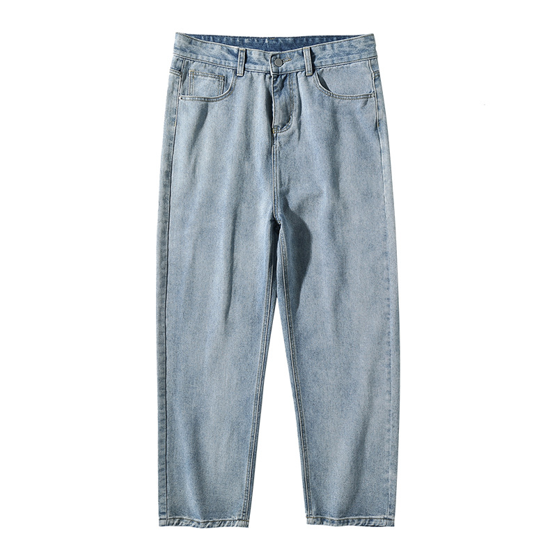 Ropa de hombre japonesa Hanlu 2025 primavera nuevo estilo jeans rectos lavados pantalones casuales sueltos simples para hombre