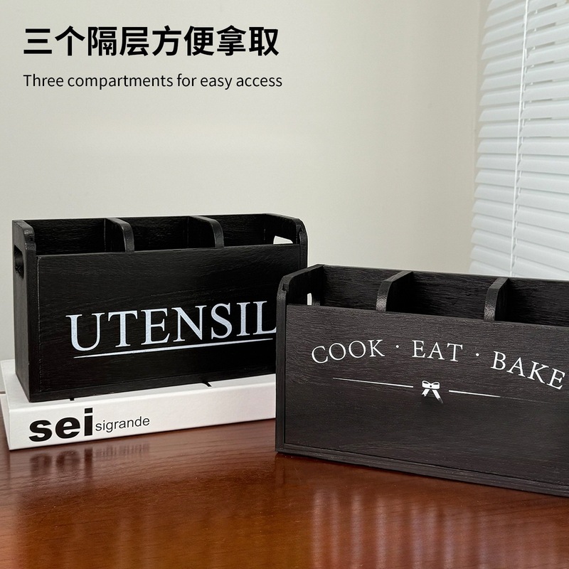 クロスボーダー木製デスクトップカトラリー収納ボックスキッチンデスクトップ食器収納および整理ボックス取り外し可能な収納ボックス|undefined