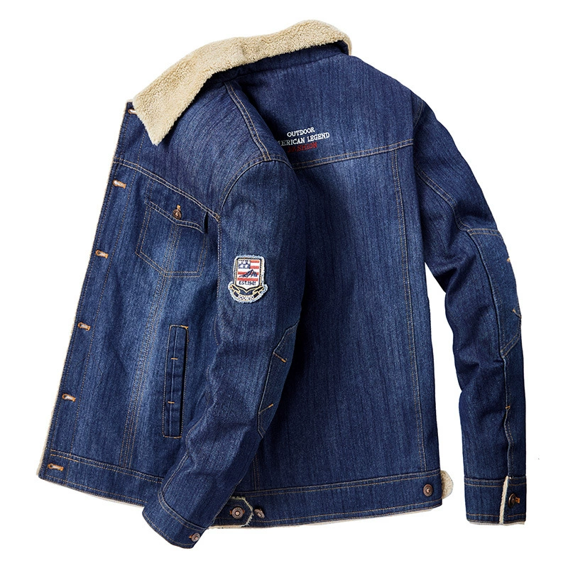 JEEP SPIRIT зимняя модная зимняя Толстая теплая джинсовая хлопковая куртка больших размеров на флисовой подкладке ZJY073