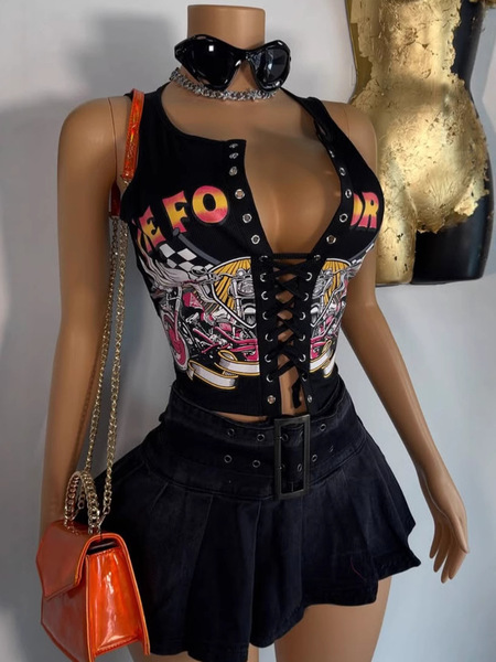 1386 Sexy Tie-Front Bralette Sexy Tie-Front T-shirt Tank Top