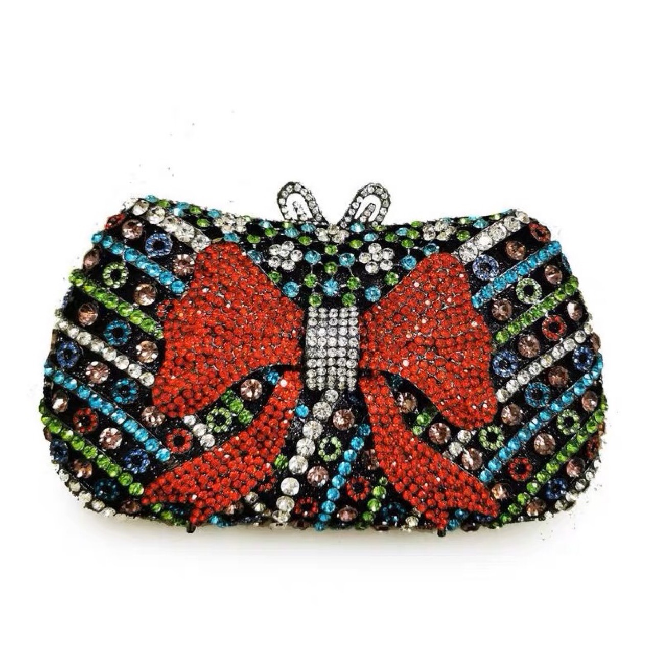 Metal hueco arco con diamantes bolsa de cena transfronteriza bolsa de mujer cadena bolsa de embrague duro