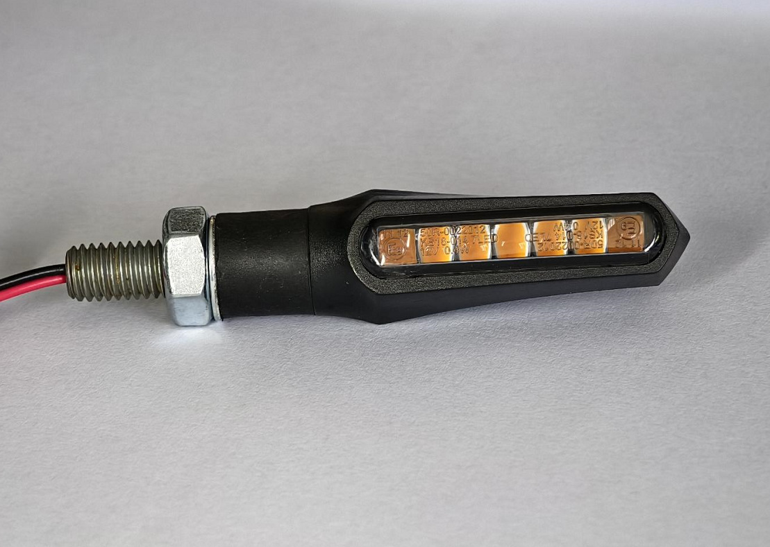 Motorcycle modified turn signals, sequential turn signals, single-line motorcycle front and rear turn signals, E-MARK certified