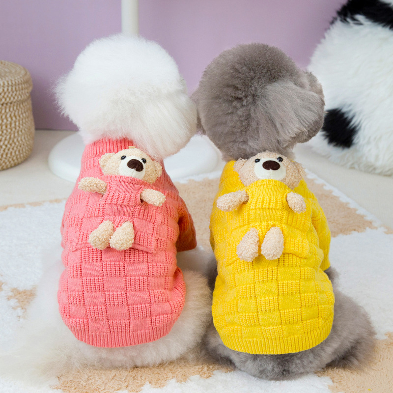 Perro de mascota suéter de punto gato ropa pequeña Teddy ropa cálida oso de bolsillo suéter otoño nuevo
