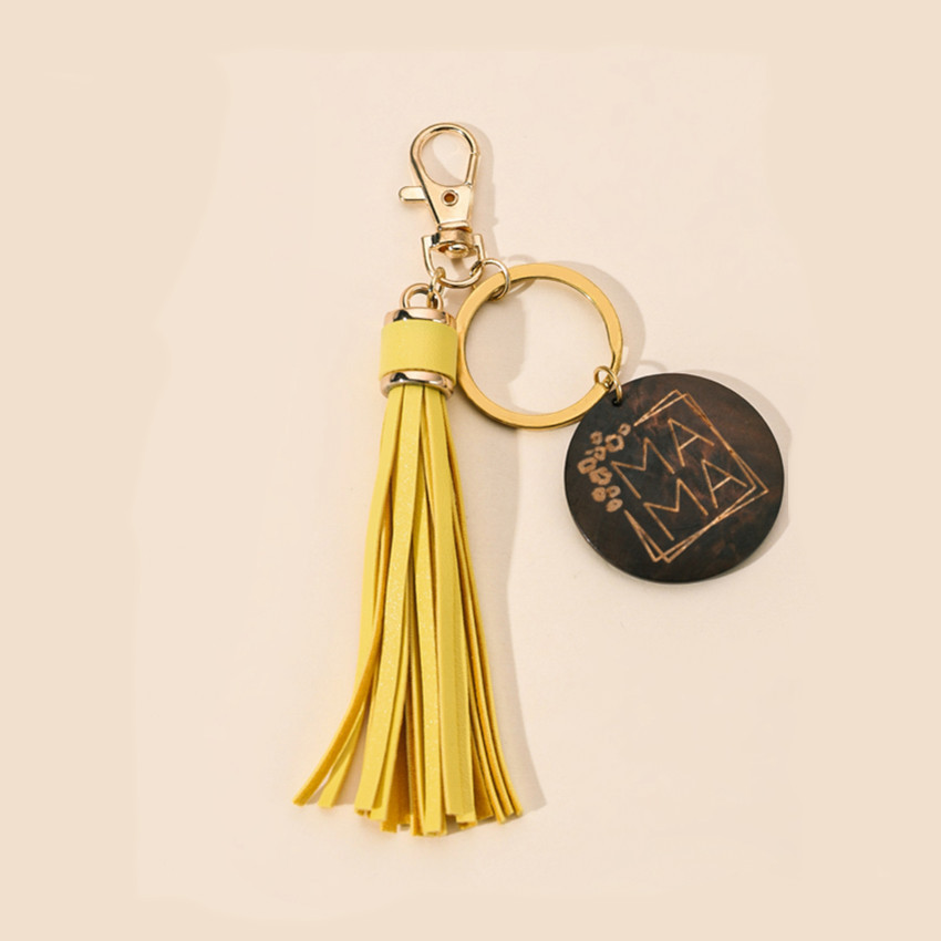 17g Weight Keychain Classification 1 Piece Quantity Casual, Holiday, Daily Occasion Pu Leather Material Mother'S Day Festival Letter, Tassel Pattern Unisex Gender Modern Style Style Modern Style Letter Tassel Pu Leather Mother'S Day Unisex Keychain 14