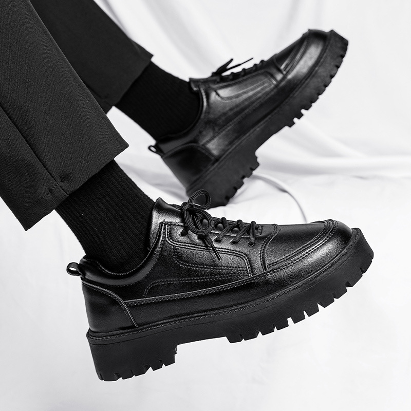 2024 otoño estilo británico plataforma zapatos casuales ropa formal zapatos derby boda de negocios traje bajo negro zapatos de hombre de moda image 3