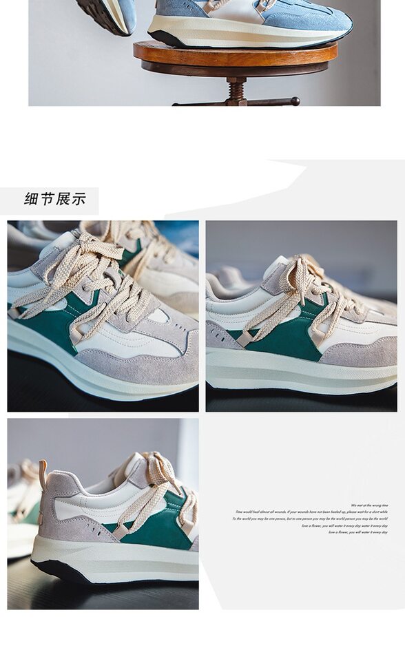 Giày sneaker nam phối màu , nhẹ thoáng khí, đế bệt — màu xanh, màu xám chi tiết 20