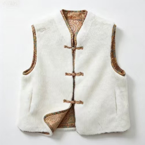 2026 Chinese-style stand-up collar vest for women, autumn and winter, for middle-aged mothers, faux mink fur, thickened vest top 2026 Chinese-style stand-up collar vest for women, autumn and winter, for middle-aged mothers, faux mink fur, thickened vest top