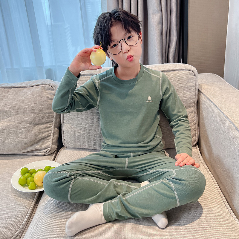 Boys' Autumn and Winter Pajamas Set 2025 New Thermal Underwear Winter Children's Thermal Tops and Pants De Rong Home Wear