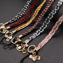 新款彩色毛线编织小香风手机挂绳韩国ins女长款挂脖胸牌卡套吊绳