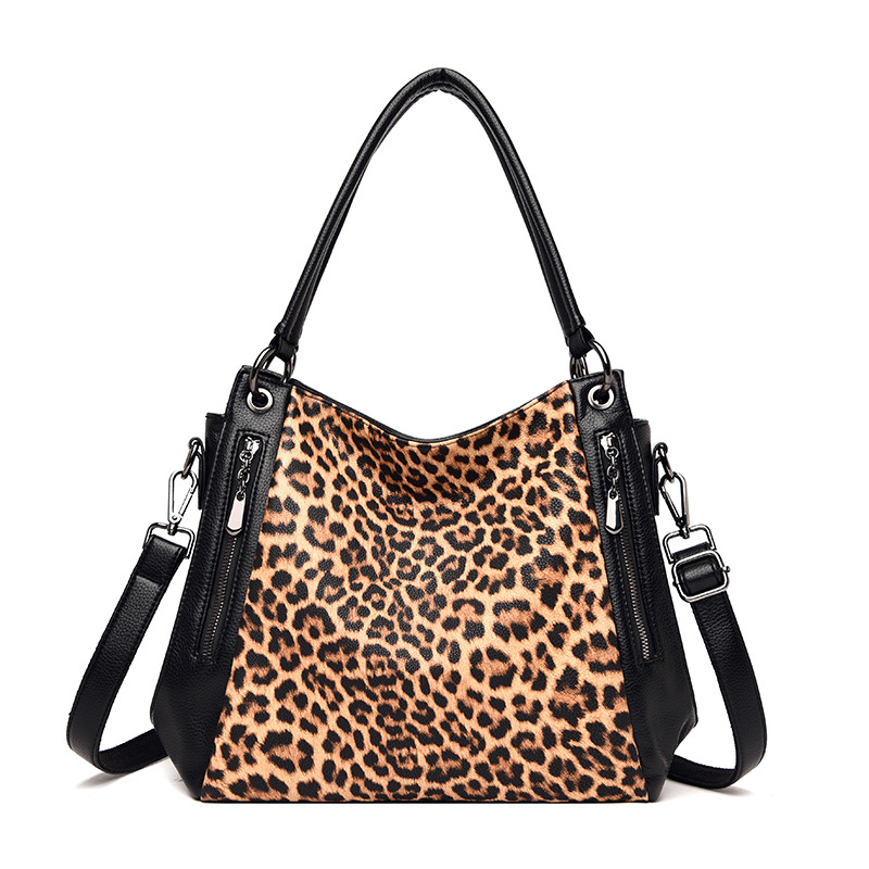 Bolso de mujer de moda transfronteriza 2021 europeo y americano nuevo estampado de leopardo cebra Tote cuero casual bolso suave bolso de hombro portátil
