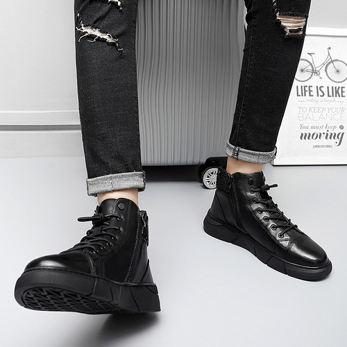 Chelsea Martin boots, men's England boots, velvet warm high-top men's casual leather boots, men's trend, all-match