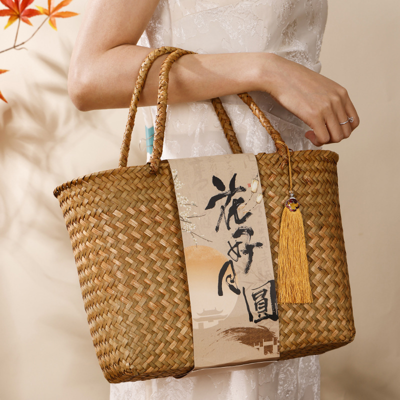 小红书爆款藤编手提盒中秋月饼包装盒节日送领导长辈伴手礼盒批发