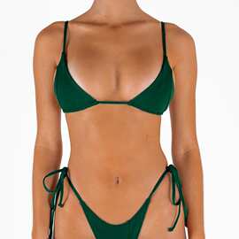 泳衣女欧美外贸分体比基尼bikini性感三点纯色TEMU爆款一件代发