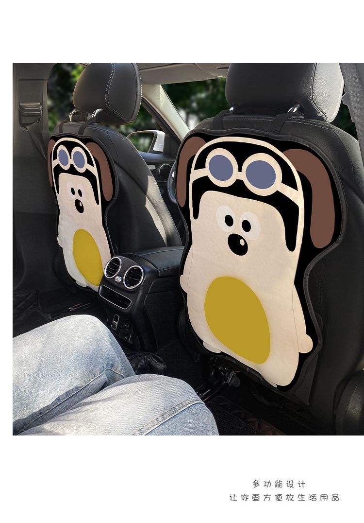 Car Seat Back Anti-kick Cushion Universal Leather Waterproof Wear-resistant Cartoon Cute Seat Back Car Car Seat Protective Cover