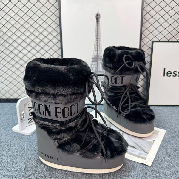 Winter non-slip keep warm ski high boots platform with shoelaces